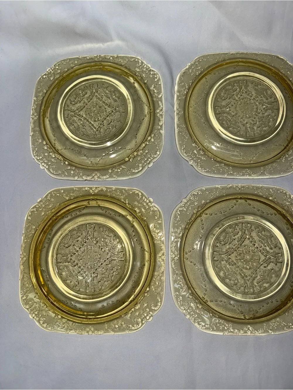 Vintage Amber Depression Glass Dessert Salad Plates Set of 4